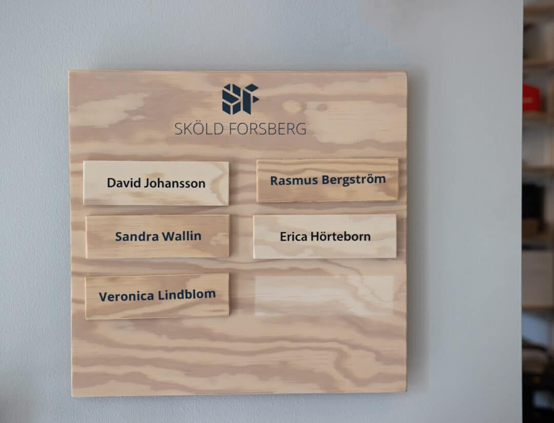 Kontorsinredning skylt