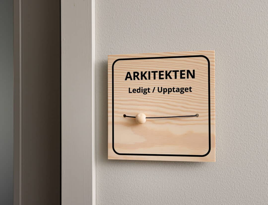 Kontorsinredning skylt