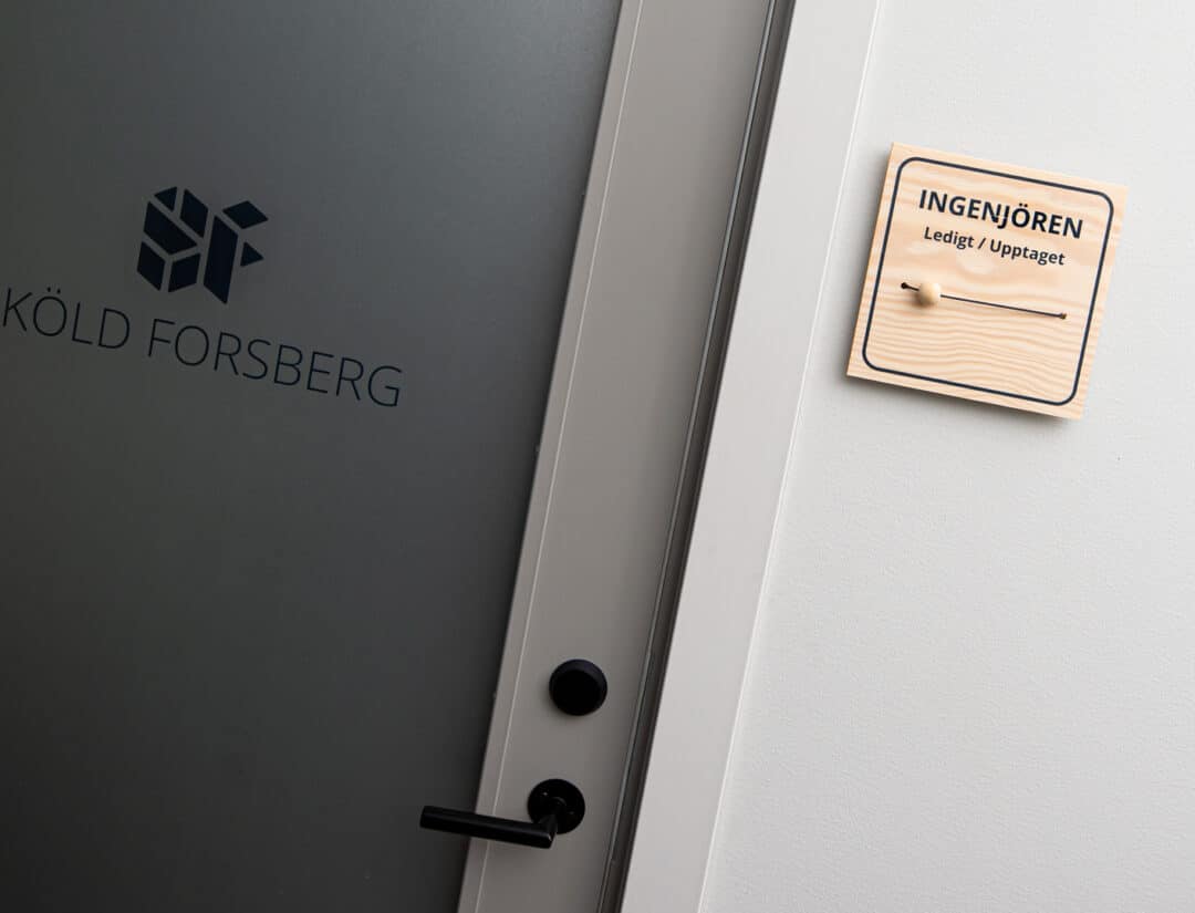 Kontorsinredning skylt